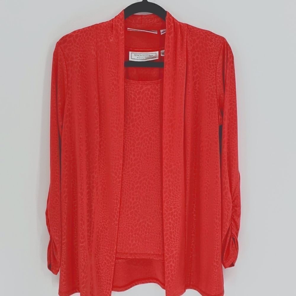 Vintage coral 2 peice blouse set.By Simonton Says, designed by George Simonton.